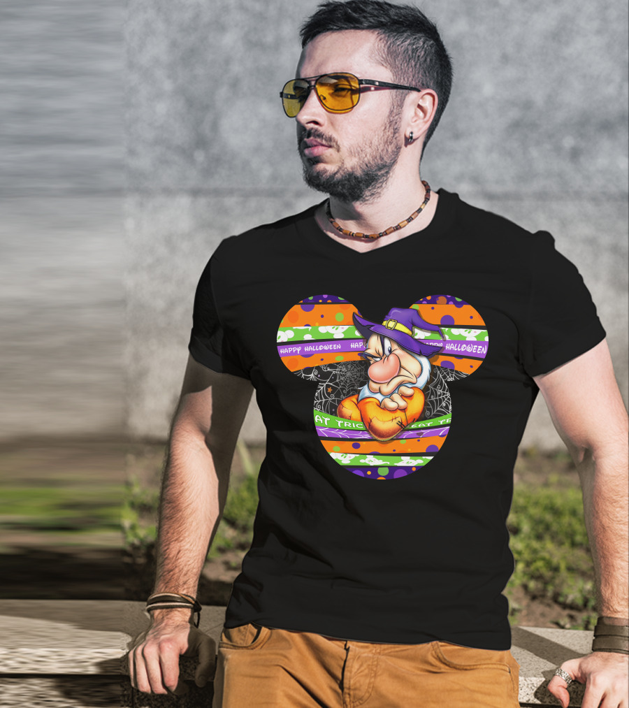 Grumpy Mickey Mouse Ears Happy Halloween Trick Or Treat T-Shirt