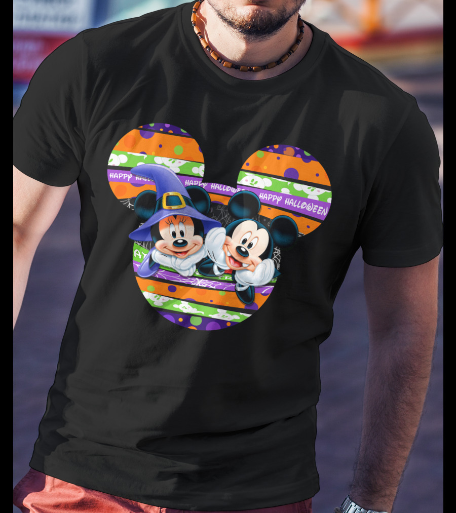 Mickey And Minnie Happy Halloween Halloween Pumpkin T-Shirt