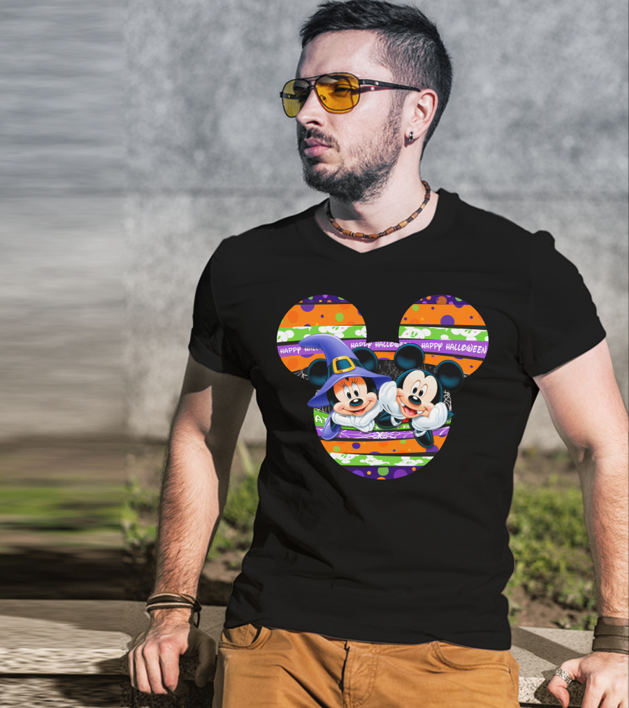 Mickey And Minnie Happy Halloween Halloween Pumpkin T-Shirt