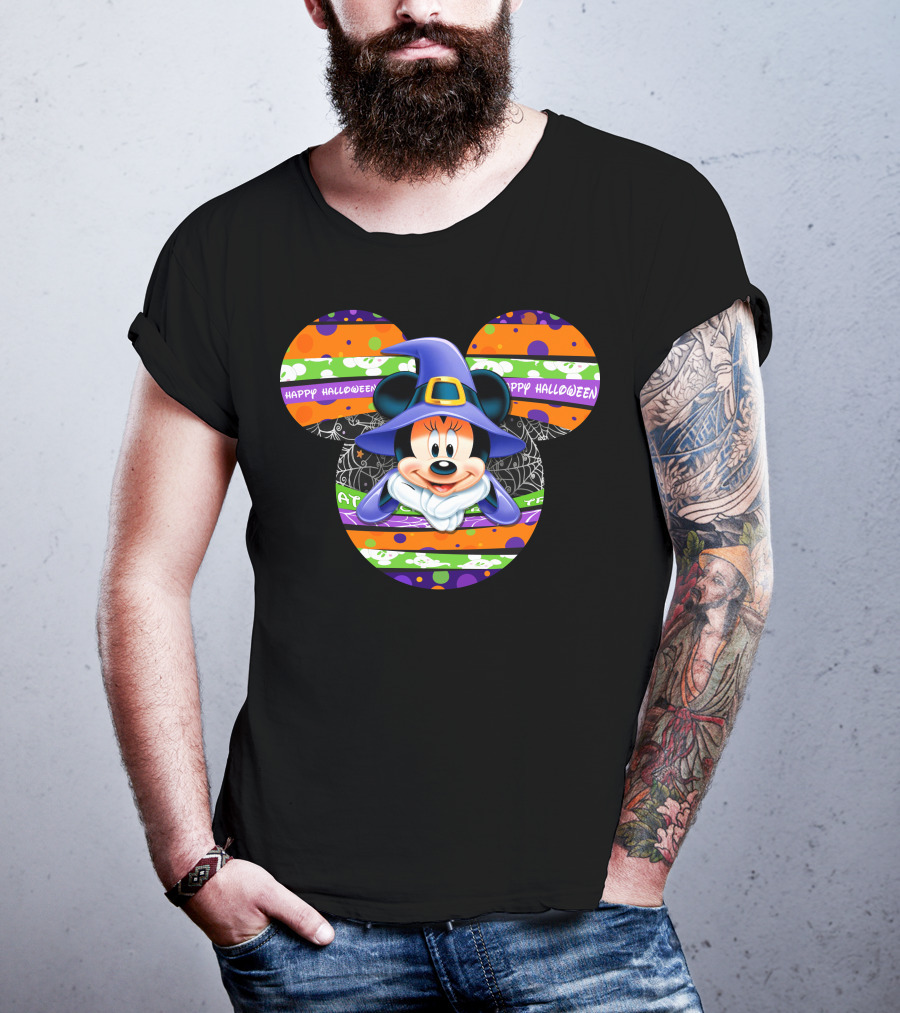 Minnie Mouse Happy Halloween Witch Hat Mickey Head T-Shirt