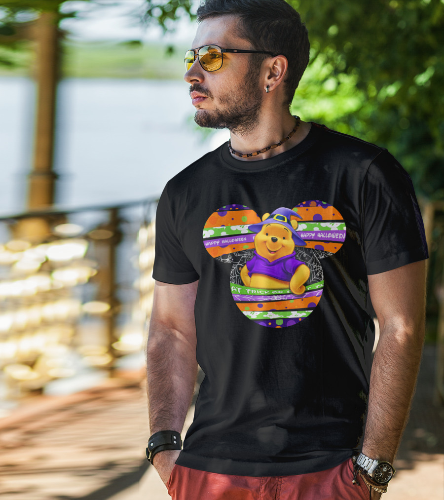 Winnie The Pooh Halloween Trick Or Treat Happy Halloween Mickey Ears T-Shirt