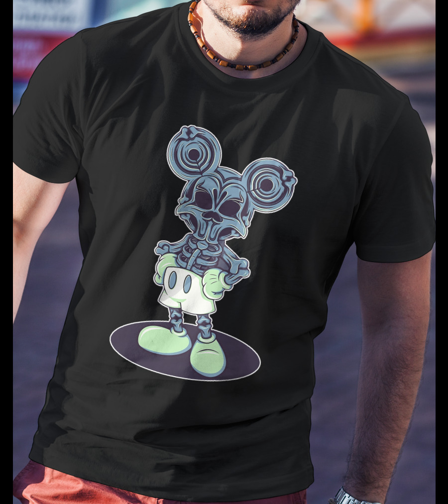 Halloween Creepy Skeleton Mouse Character T-Shirt