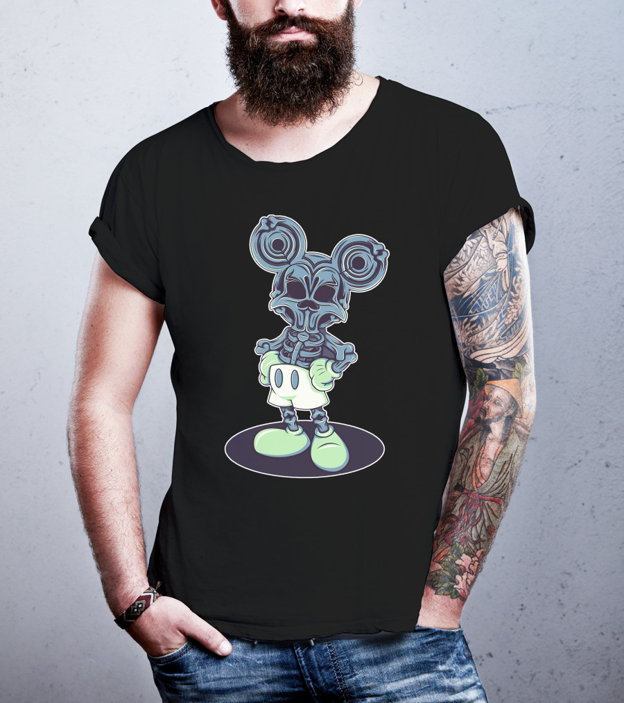 Halloween Creepy Skeleton Mouse Character T-Shirt