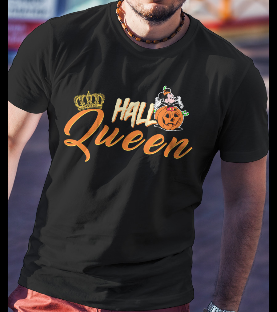 Hall Queen Crown Pumpkin Skeleton Halloween T-Shirt
