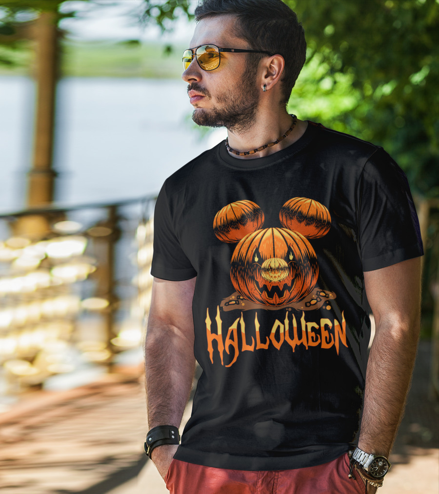 Halloween Pumpkin Mickey Ears T-Shirt