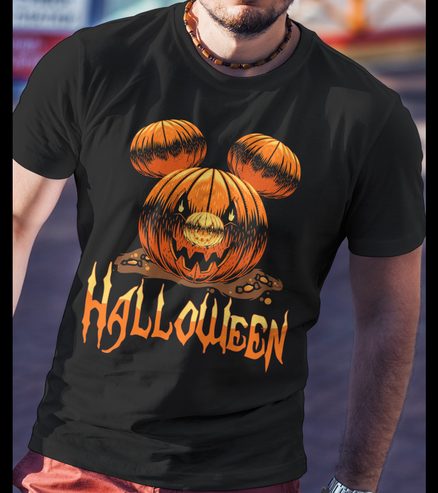 Halloween Pumpkin Mickey Ears T-Shirt