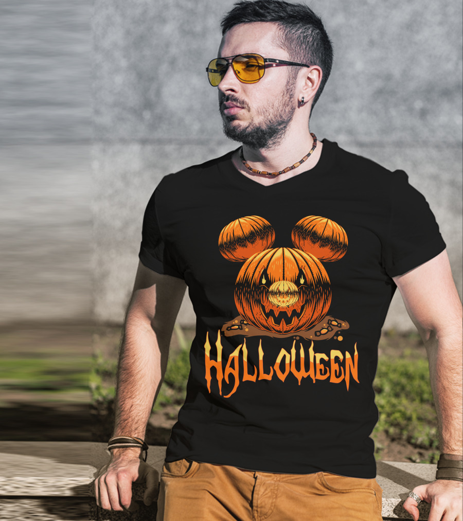 Halloween Pumpkin Mickey Ears T-Shirt