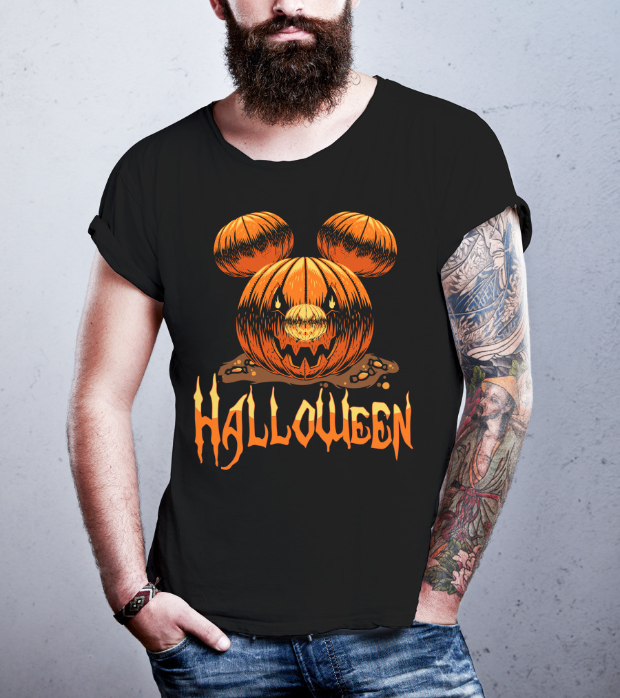 Halloween Pumpkin Mickey Ears T-Shirt