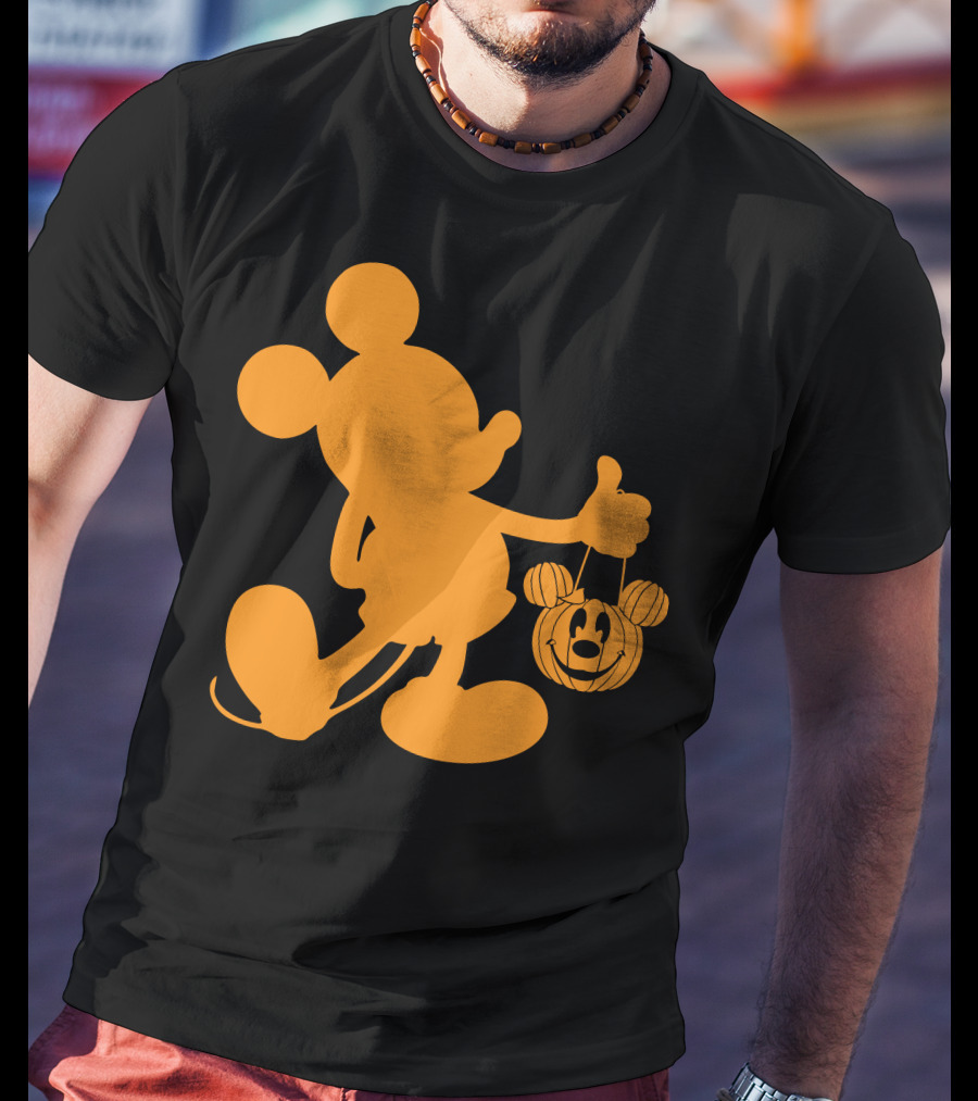 Mickey Mouse Halloween Pumpkin Silhouette T-Shirt