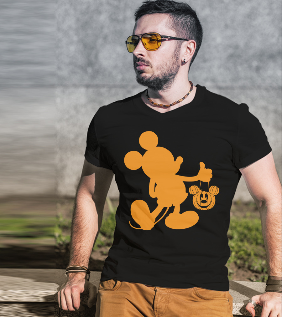 Mickey Mouse Halloween Pumpkin Silhouette T-Shirt