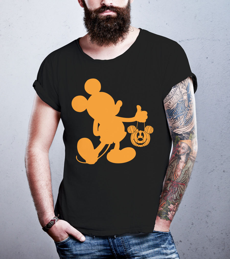 Mickey Mouse Halloween Pumpkin Silhouette T-Shirt