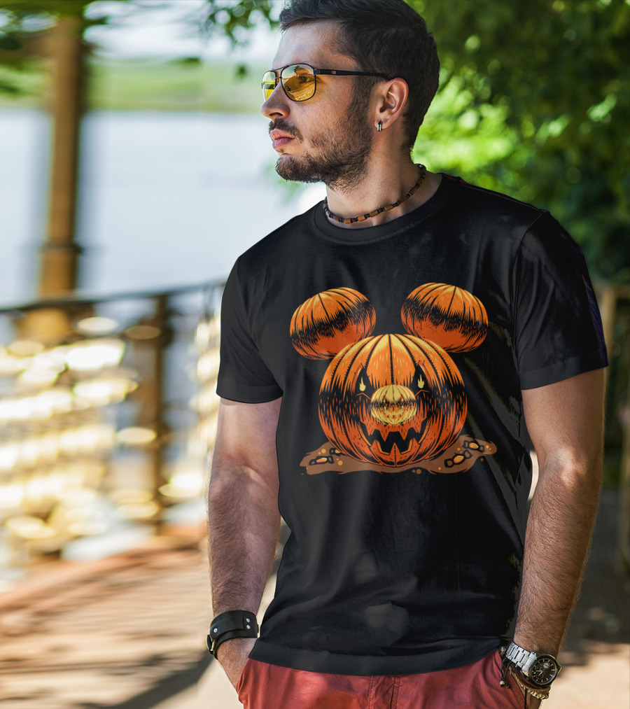 Halloween 76 Pumpkin Mouse Ears Jack-O'-Lantern T-Shirt
