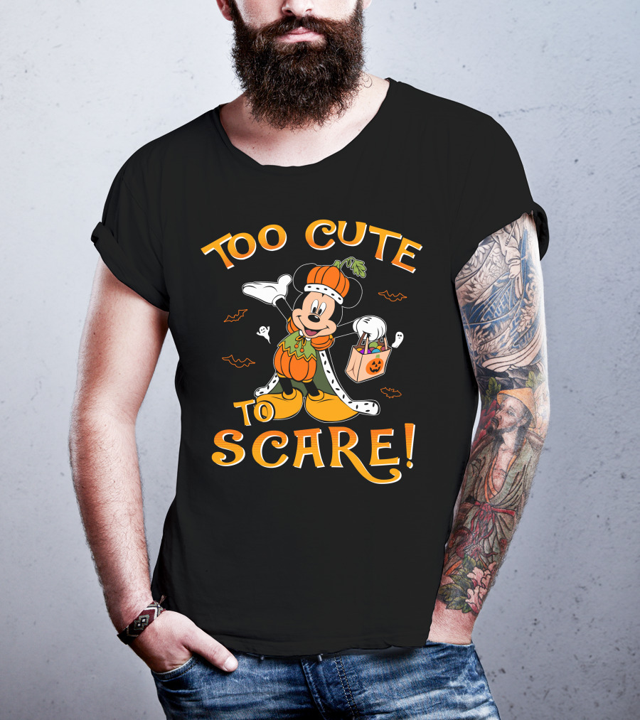 Too Cute To Scare Halloween 86 Mickey Pumpkin Costume Trick-Or-Treat T-Shirt