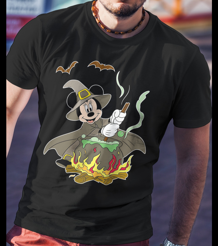 Halloween 92 Minnie Mouse Witch Cauldron And Bats T-Shirt