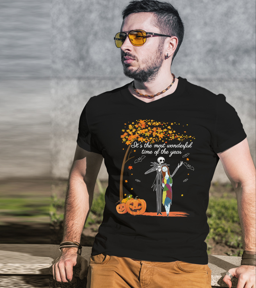 It's The Most Wonderful Time Of The Year Jack Pumpkins And Autumn Leaves T-Shirt