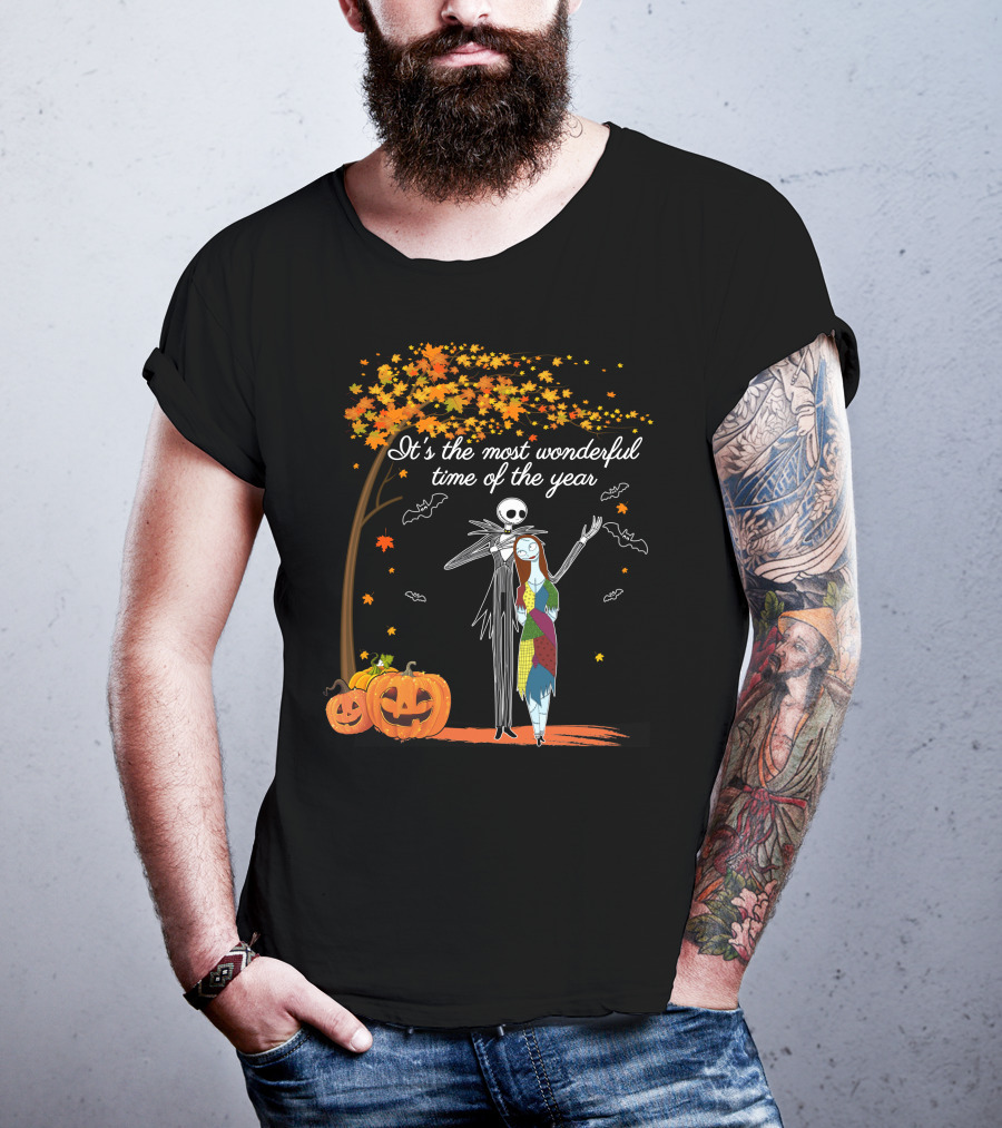 It's The Most Wonderful Time Of The Year Jack Pumpkins And Autumn Leaves T-Shirt
