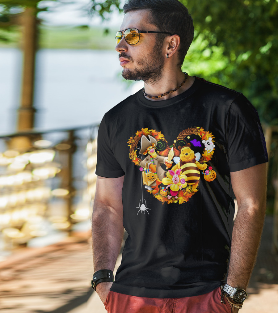 Winnie The Pooh Halloween Heart With Tigger And Piglet T-Shirt