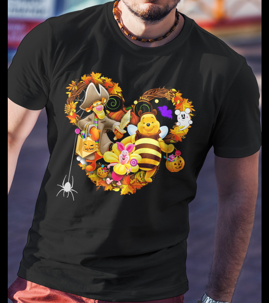 Winnie The Pooh Halloween Heart With Tigger And Piglet T-Shirt