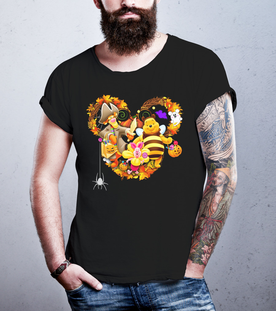 Winnie The Pooh Halloween Heart With Tigger And Piglet T-Shirt