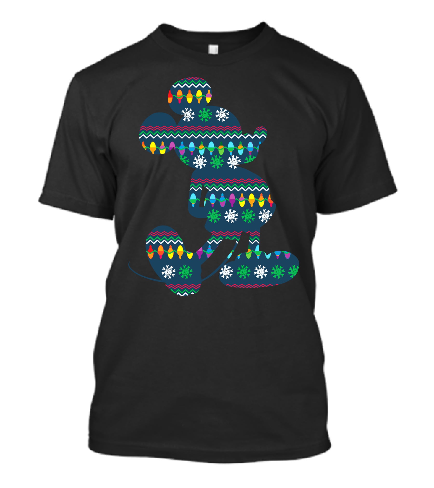 Merry Christmas 88 Disney Holiday Lights Mickey Mouse Snowflakes T-Shirt