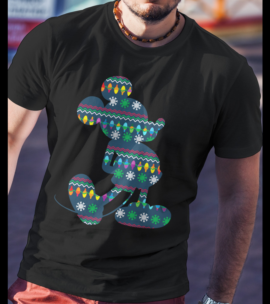 Merry Christmas 88 Disney Holiday Lights Mickey Mouse Snowflakes T-Shirt