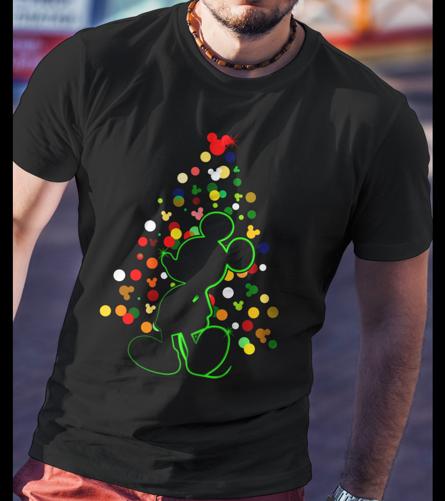 Merry Christmas 101 Mickey Tree Silhouette T-Shirt