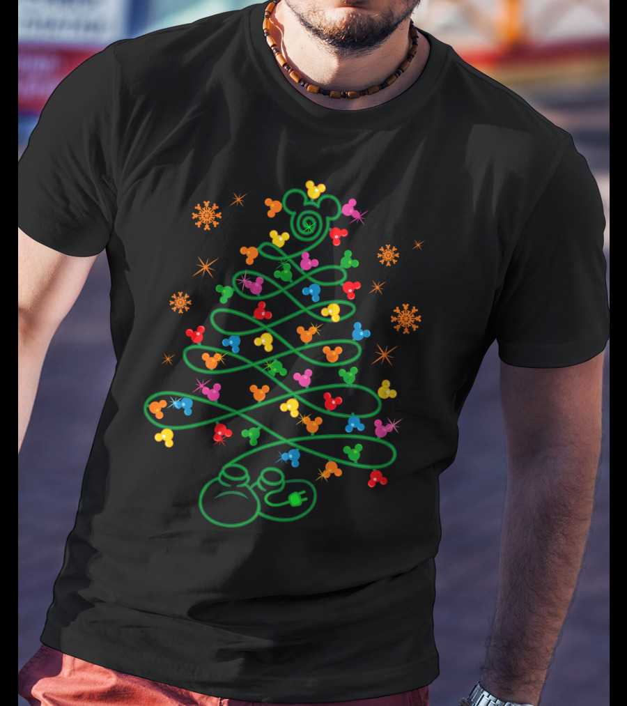 Merry Christmas 29 Mickey Mouse Ears Christmas Tree Lights T-Shirt