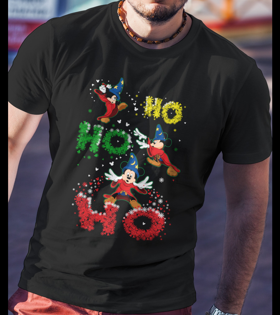 Merry Christmas 57 Mickey Mouse Fantasia Sorcerer's Apprentice Ho Ho Ho T-Shirt
