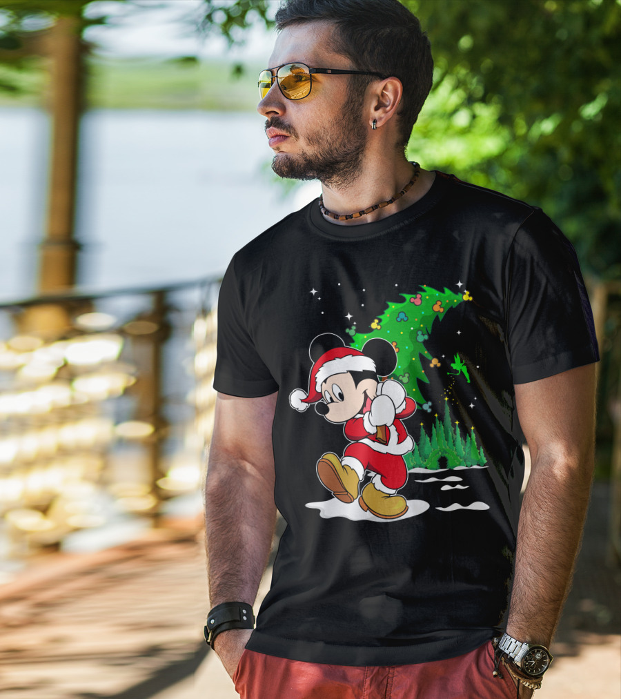 Merry Christmas Mickey Mouse Santa Magic Disney Tree T-Shirt