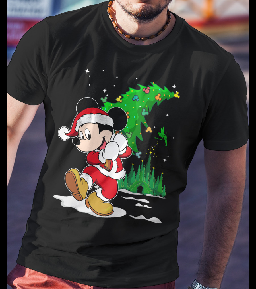 Merry Christmas Mickey Mouse Santa Magic Disney Tree T-Shirt
