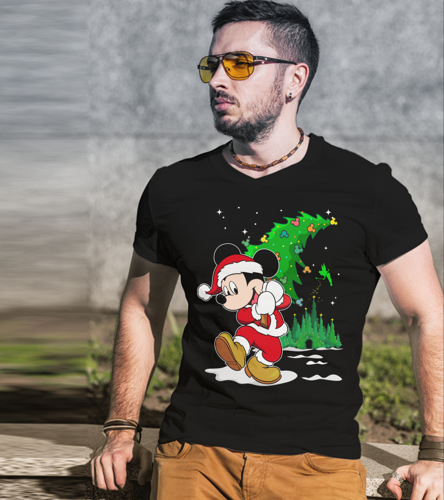 Merry Christmas Mickey Mouse Santa Magic Disney Tree T-Shirt