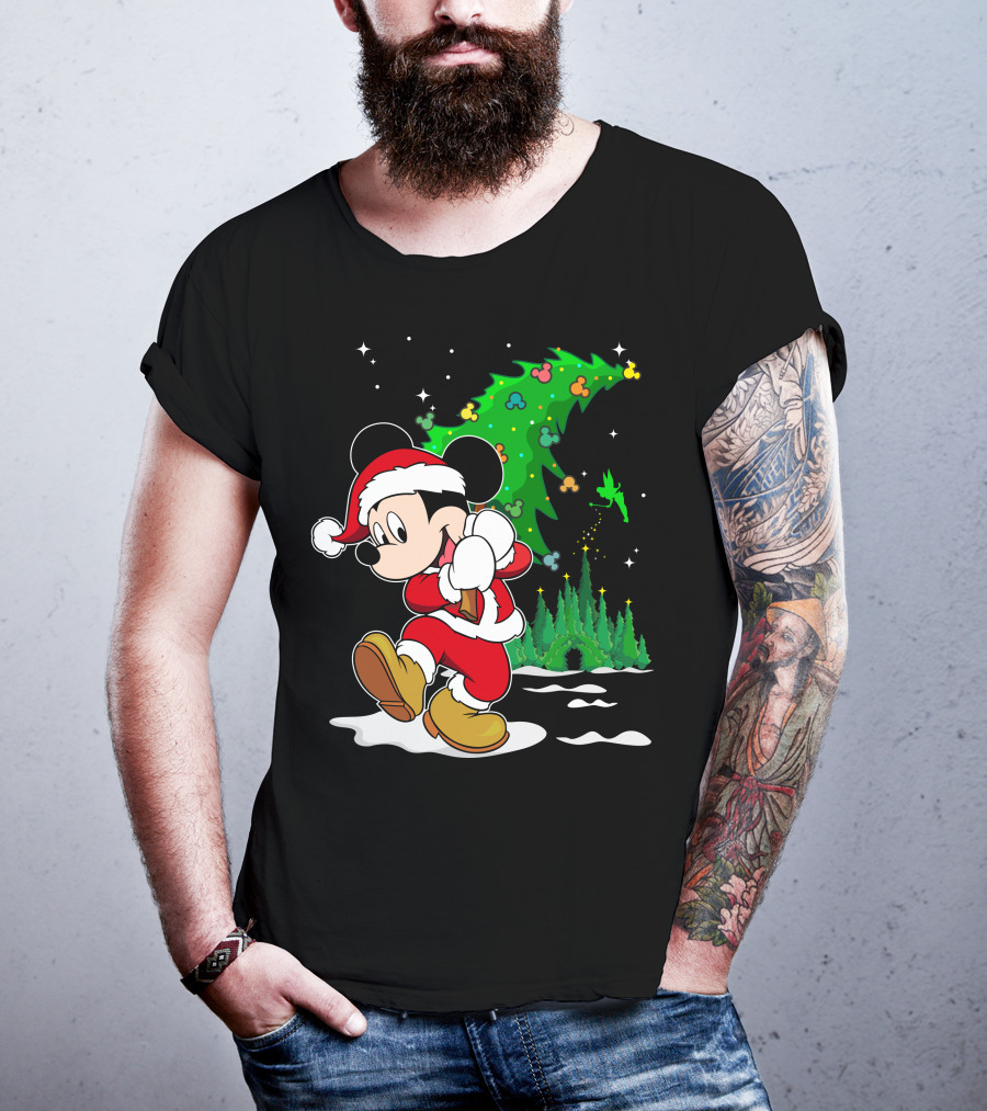 Merry Christmas Mickey Mouse Santa Magic Disney Tree T-Shirt
