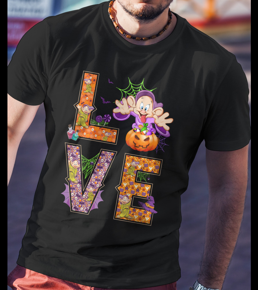 Love Halloween Dopey Pumpkin Spiderwebs T-Shirt