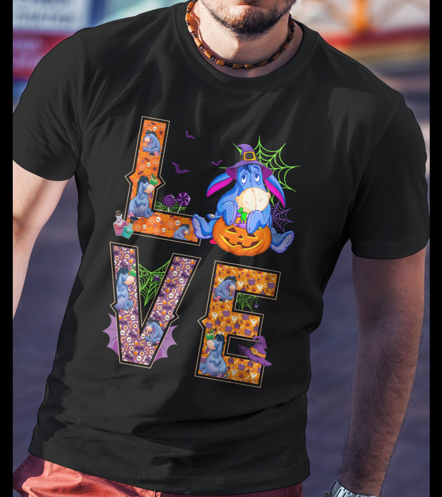 Eeyore Halloween Love Pumpkin Witch Hat Web T-Shirt