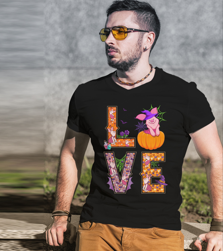 Love Piglet Halloween Pumpkin Costume Spiderwebs Potions T-Shirt