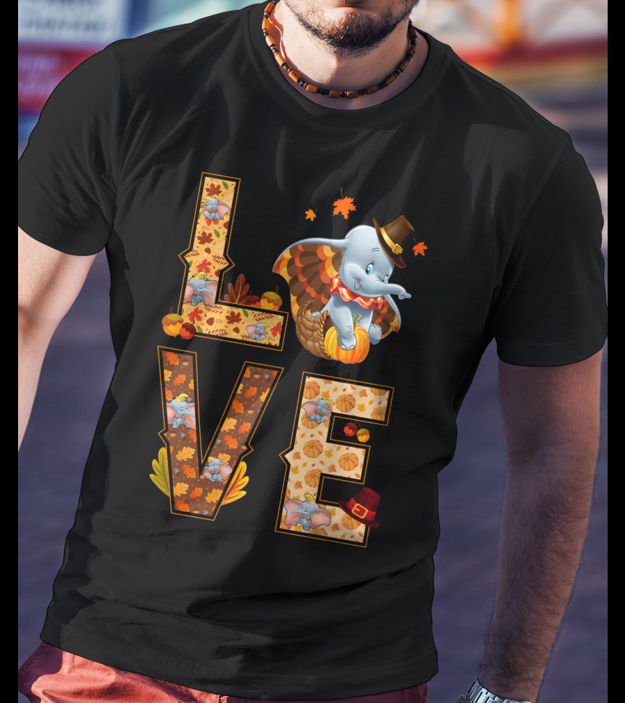 Love Dumbo Thanksgiving Autumn Theme T-Shirt