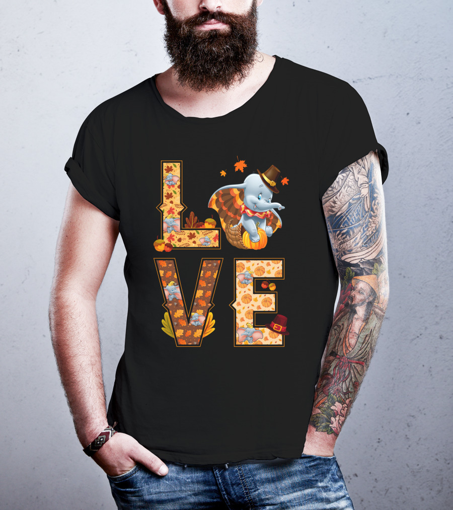 Love Dumbo Thanksgiving Autumn Theme T-Shirt