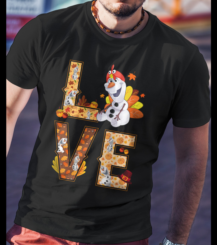 Love Olaf Thanksgiving Autumn Leaves Costume T-Shirt