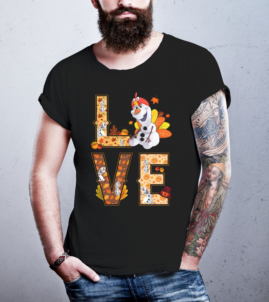 Love Olaf Thanksgiving Autumn Leaves Costume T-Shirt