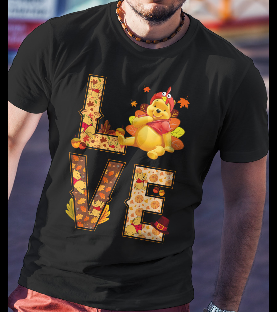 Love Pooh Fall Thanksgiving Theme T-Shirt