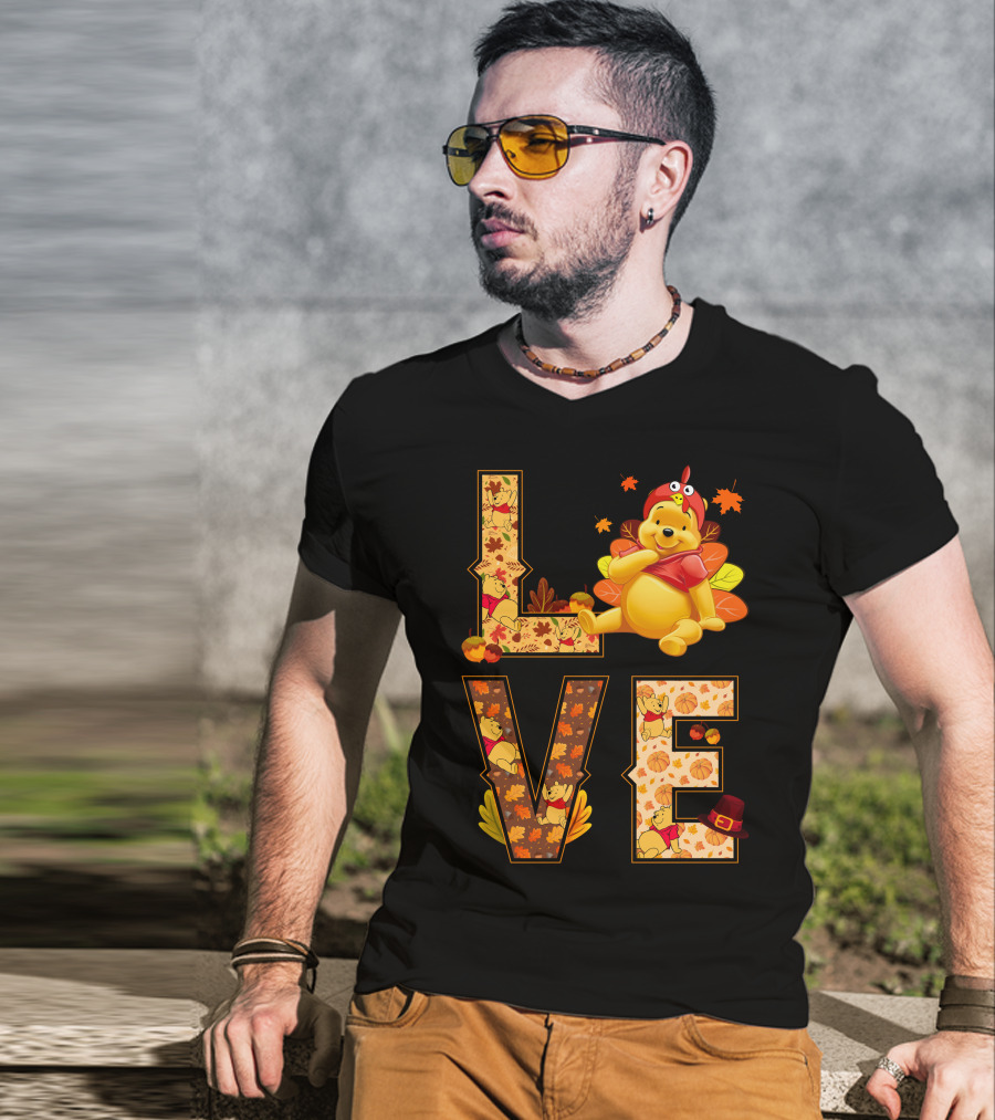 Love Pooh Fall Thanksgiving Theme T-Shirt