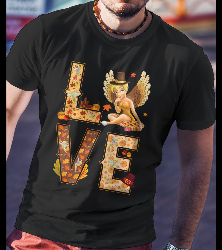 Love Tinkerbell Thanksgiving Autumn Theme T-Shirt