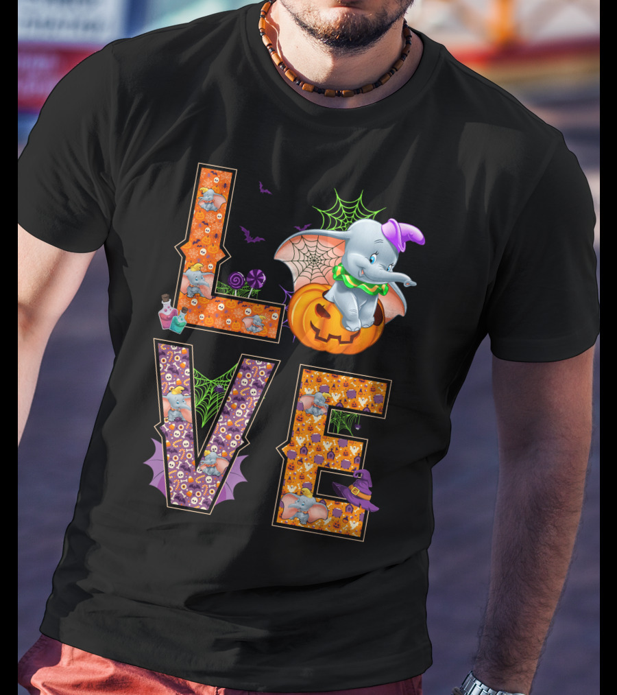 Dumbo Love Halloween Pumpkin Web Spooky Theme T-Shirt