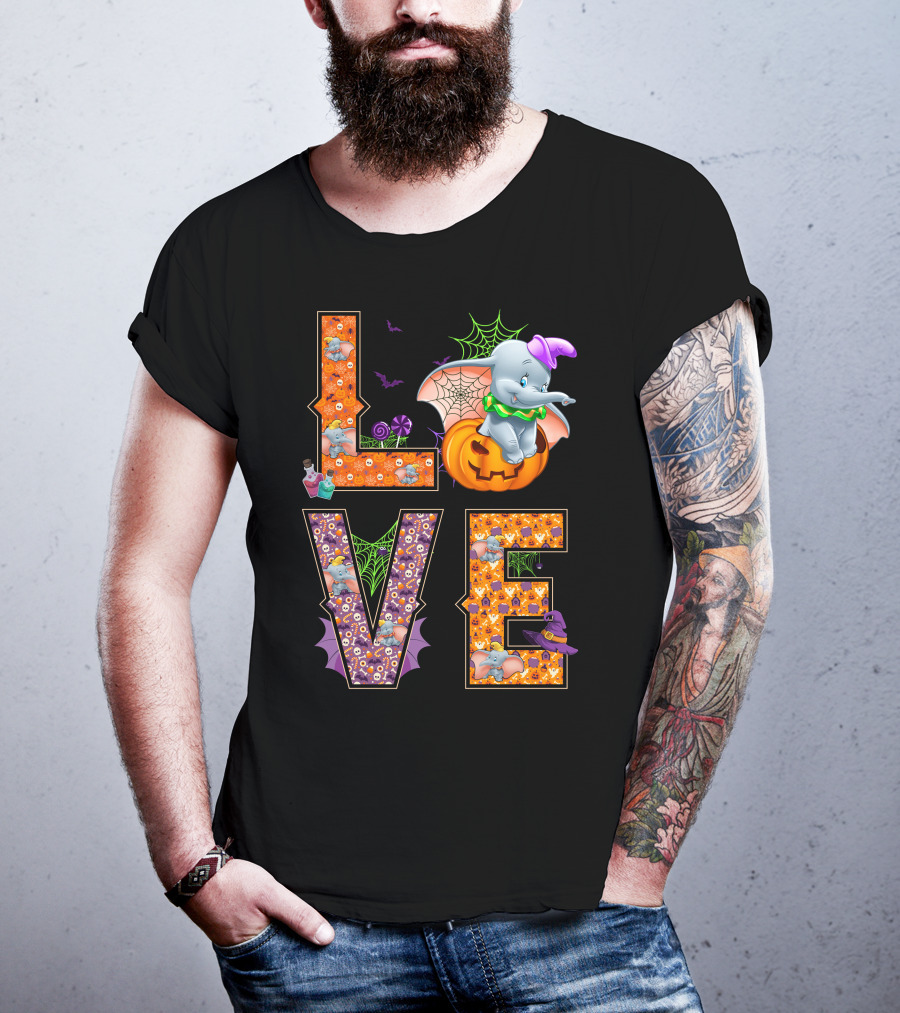 Dumbo Love Halloween Pumpkin Web Spooky Theme T-Shirt
