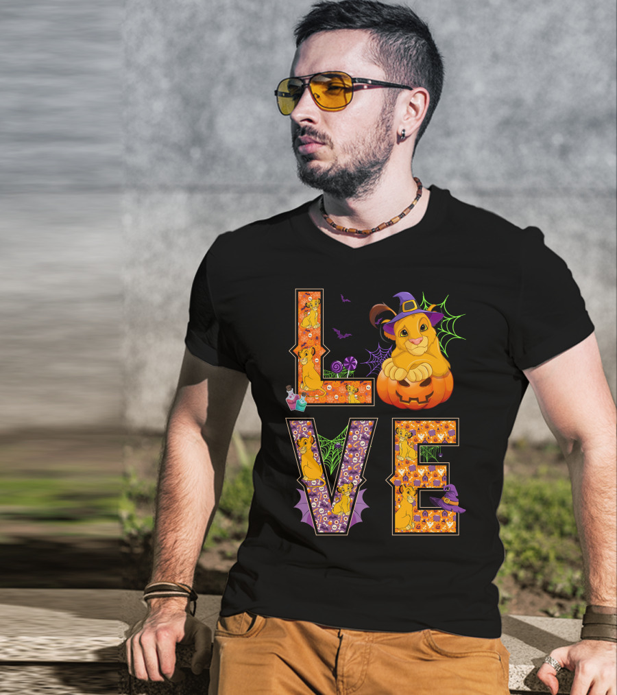 Love Halloween Simba Pumpkin Witch Hat T-Shirt