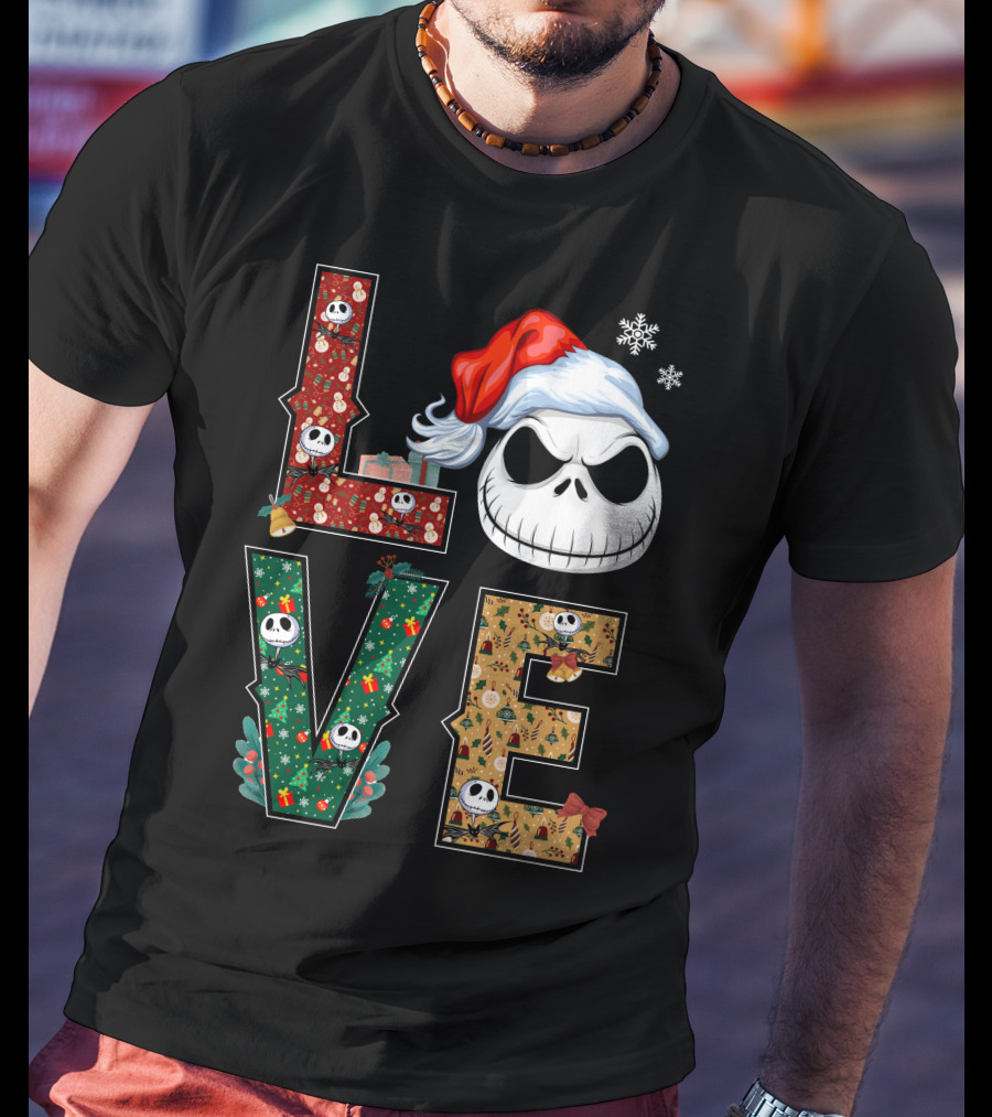 Love Jack Skellington Christmas Theme T-Shirt
