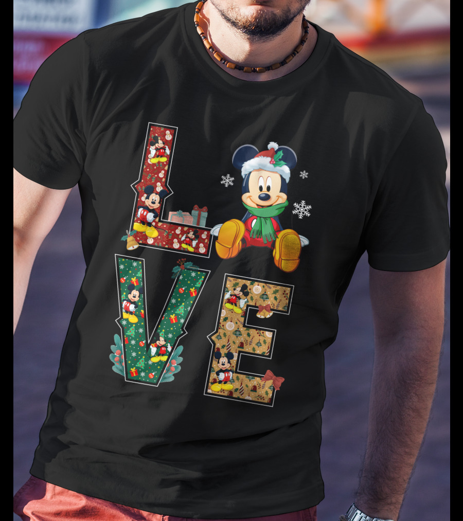 Mickey Mouse Christmas Love Holiday Festive Season T-Shirt