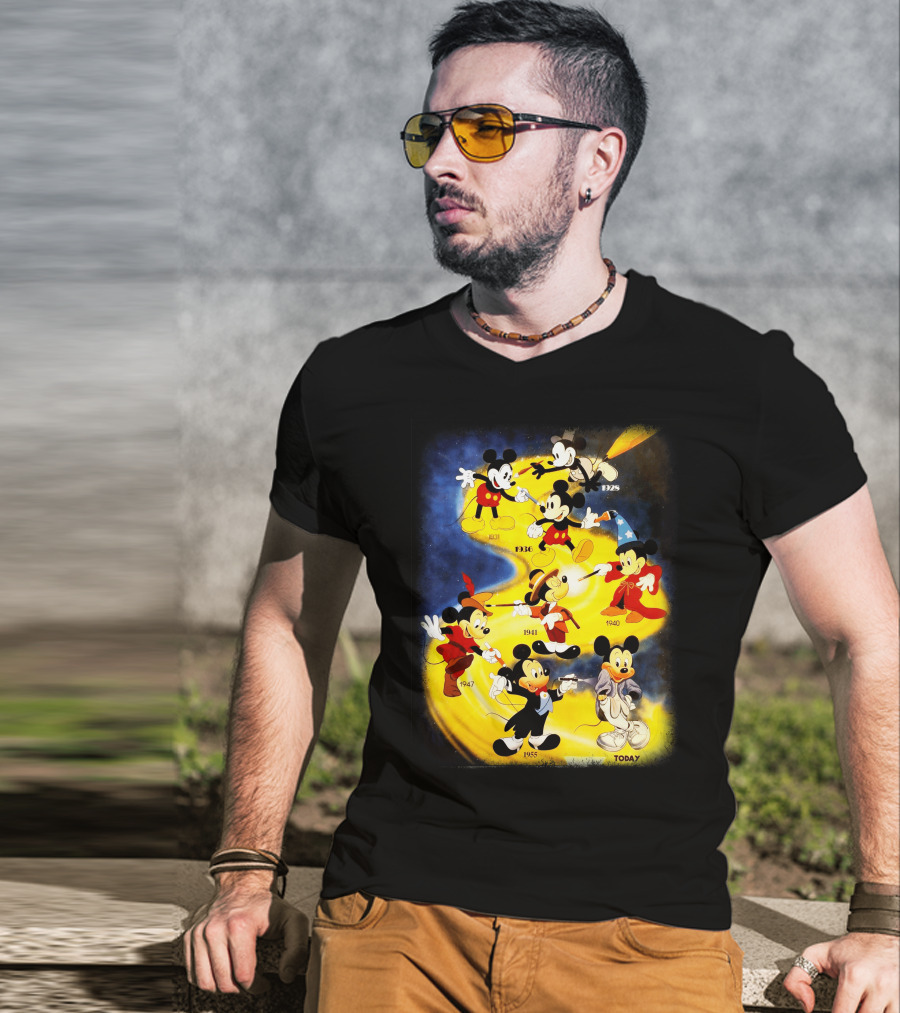 Mickey Through The Years 1928 1931 1936 1940 1941 1947 1955 Today T-Shirt