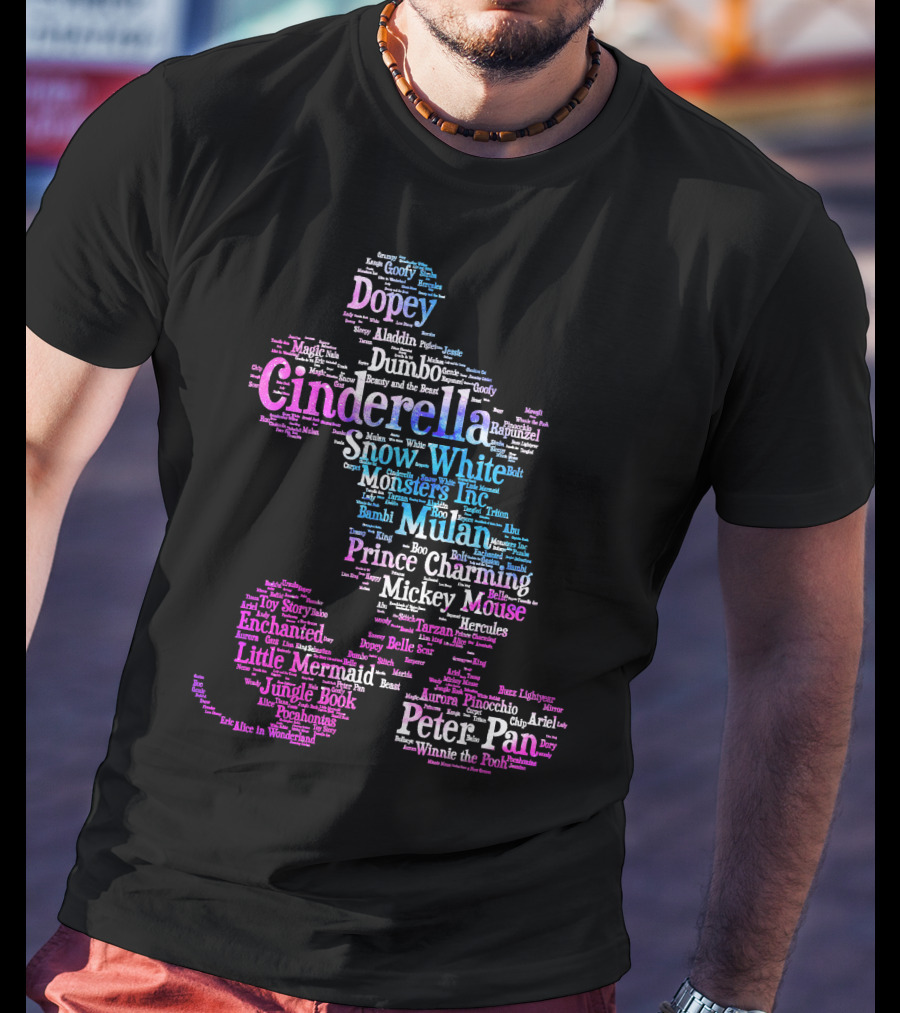 Cinderella Snow White Monsters Inc Mulan Mickey Mouse Peter Pan T-Shirt