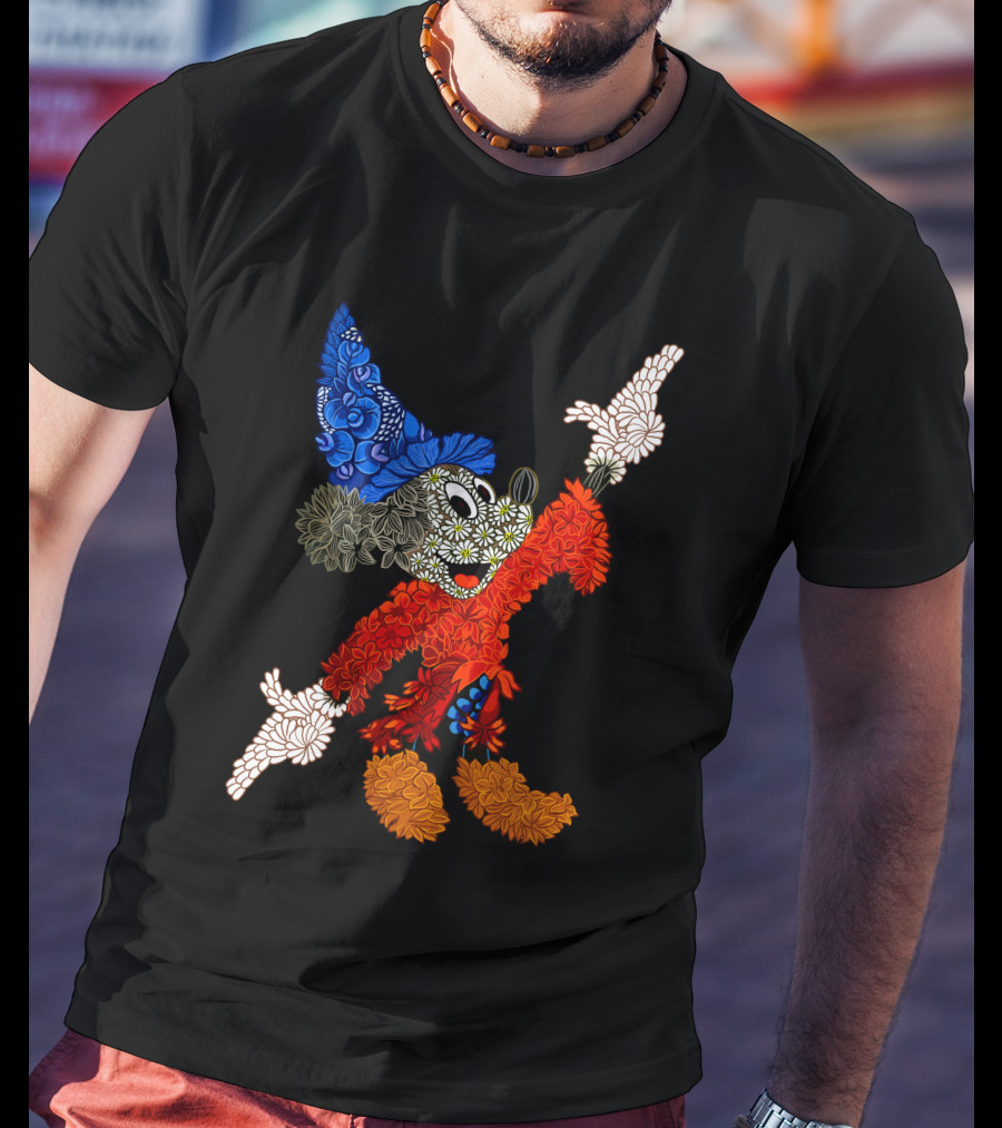 Sorcerer Mickey Floral Pattern Disney T-Shirt